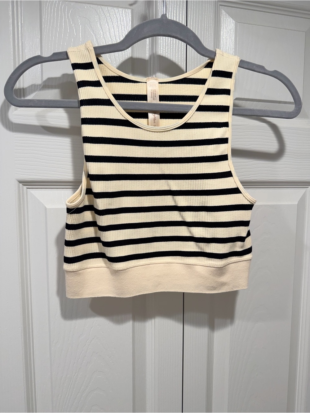 Striped Cream and Black Cropped Tank Top